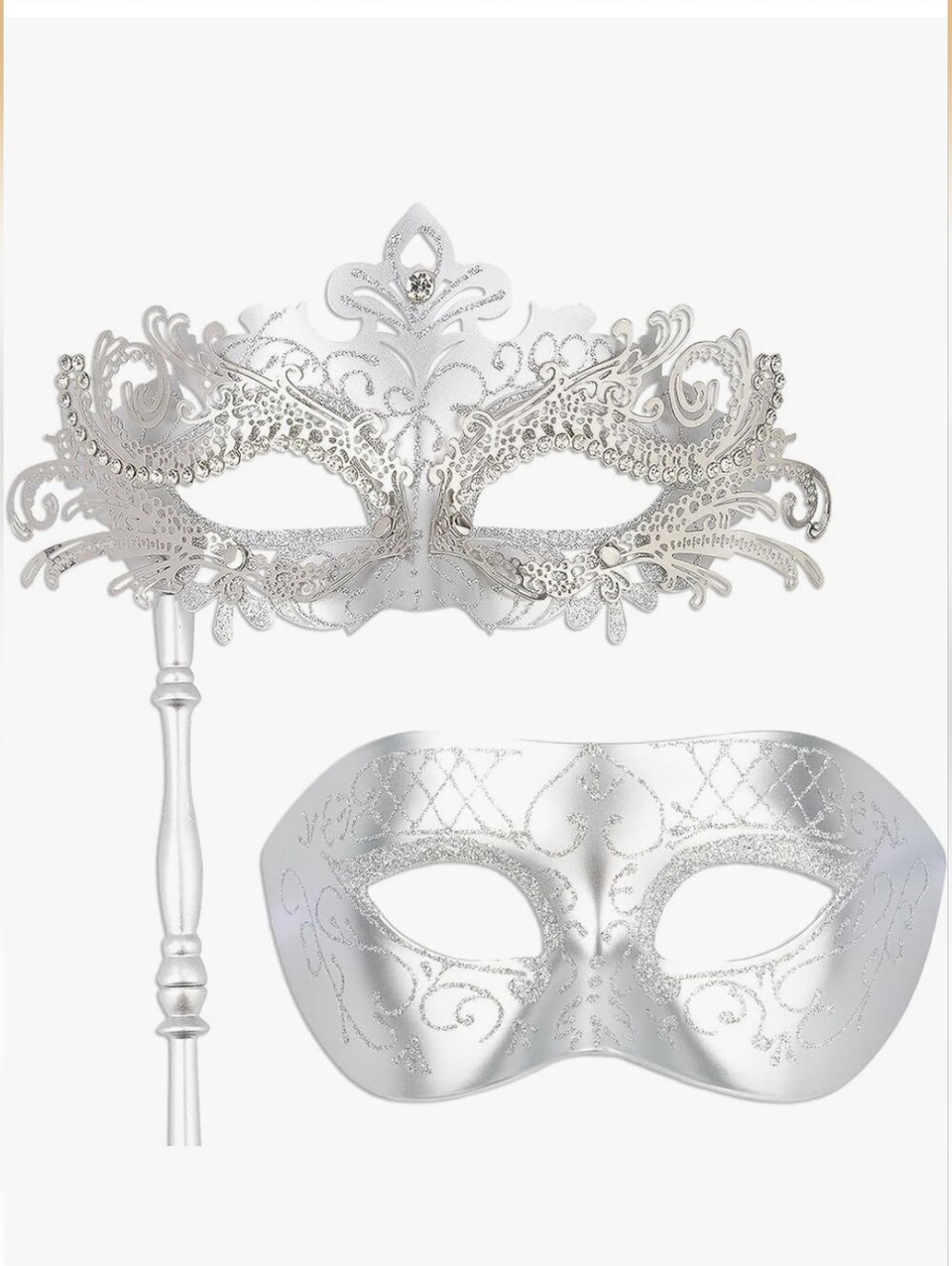 Masquerade Masks for Couple (Silver)